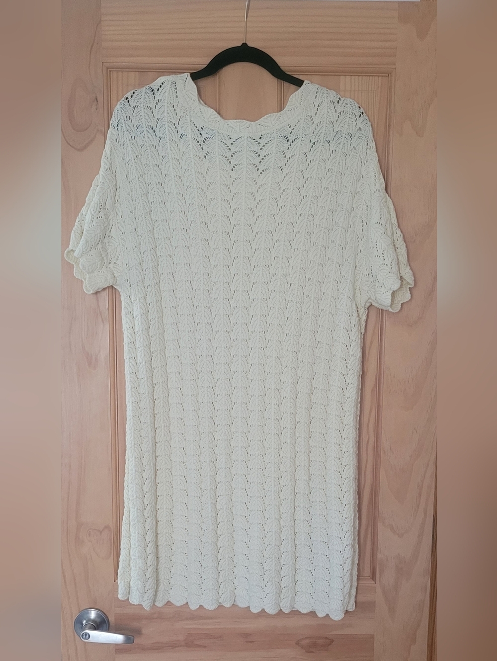 a new day Cream Openwork Scoop Neck Short Sleeve Knit Dress